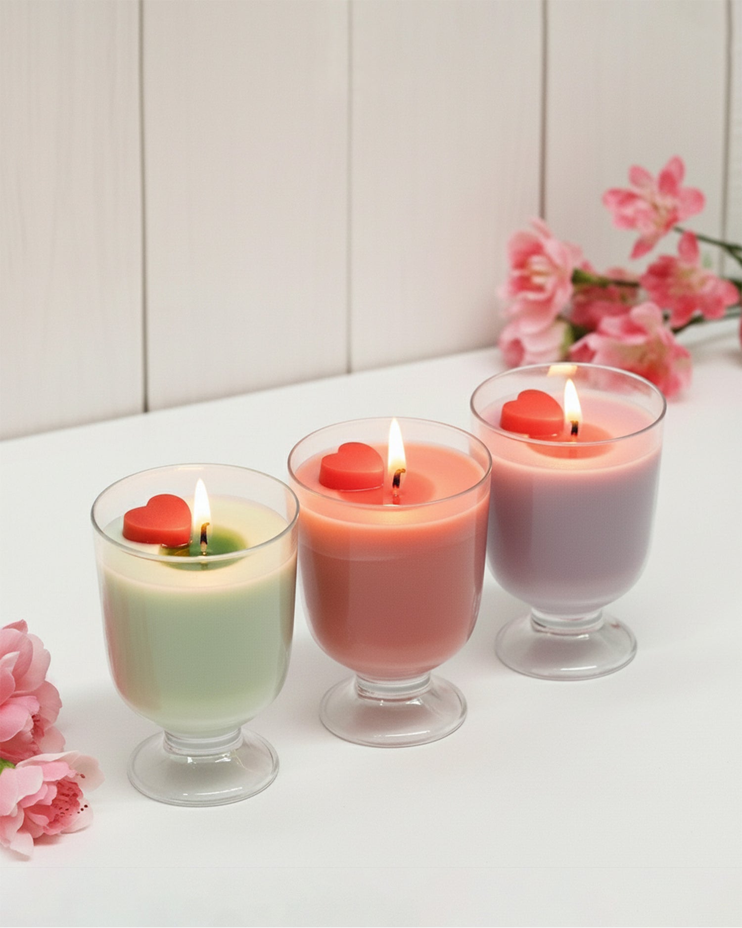 Sweet Trio | Heart Cup Candle Set (Pack of 3)